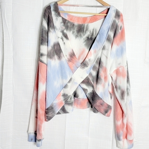 Flirtitude Active Athleisure Open Back Tie Dye Women's Sweatshirt Plus Size XXL - Picture 5 of 7